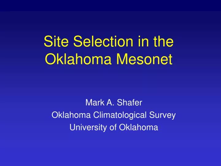 site selection in the oklahoma mesonet
