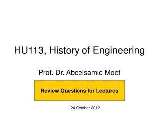 HU113, History of Engineering