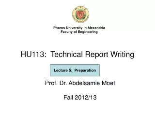 HU113: Technical Report Writing