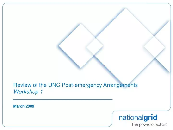 review of the unc post emergency arrangements workshop 1
