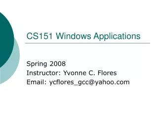 CS151 Windows Applications
