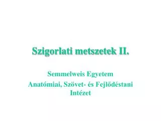 Szigorlati metszetek II.