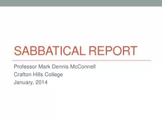 Sabbatical Report