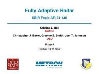 Fully Adaptive Radar SBIR Topic AF131-135