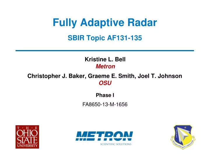 fully adaptive radar sbir topic af131 135