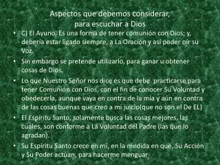 aspectos que debemos considerar para escuchar a dios