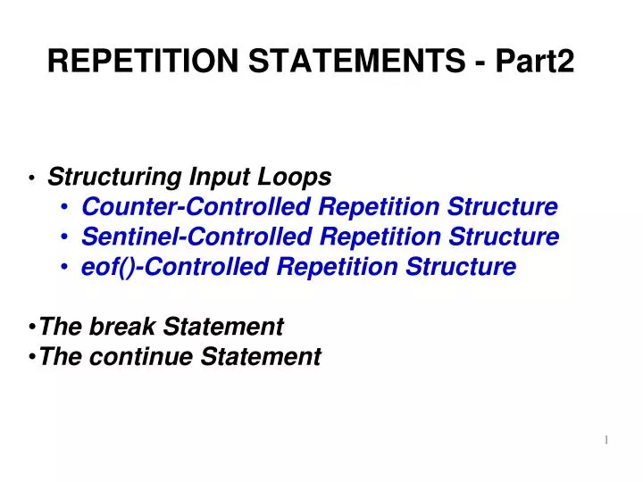 repetition statements part2