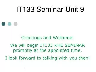 IT133 Seminar Unit 9