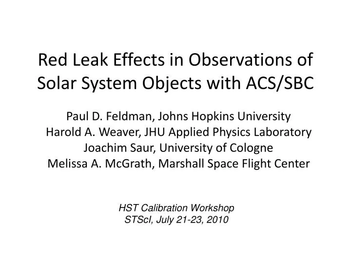 red leak effects in observations of solar system objects with acs sbc