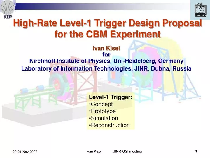 high rate level 1 trigger design proposal for the cbm experiment