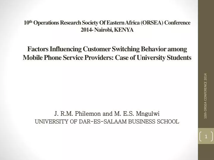 j r m philemon and m e s mngulwi university of dar es salaam business school