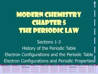 Modern Chemistry Chapter 5 The Periodic Law