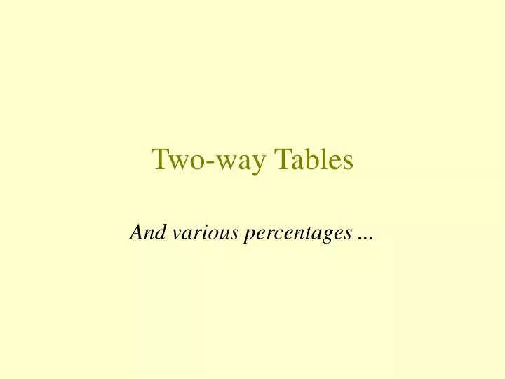 two way tables