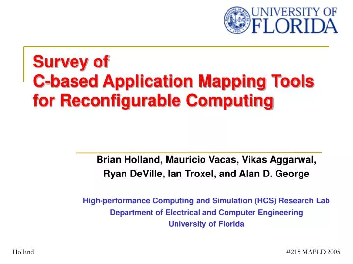 survey of c based application mapping tools for reconfigurable computing