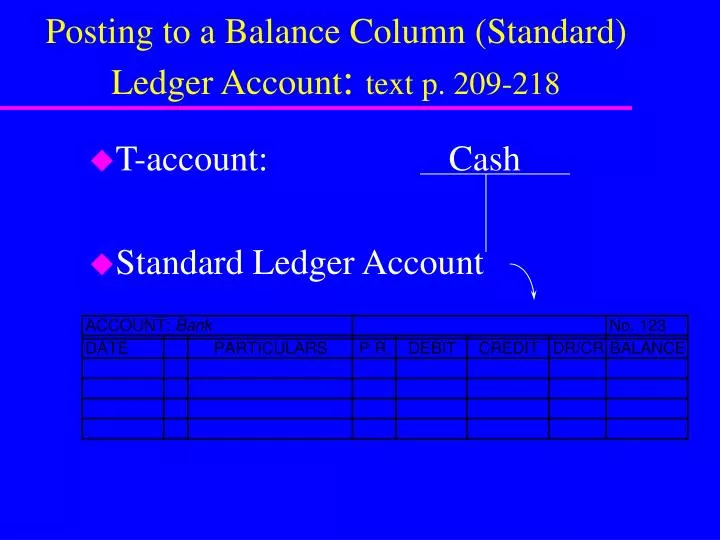 posting to a balance column standard ledger account text p 209 218