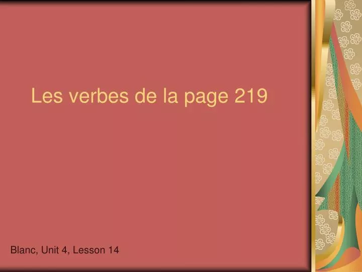 les verbes de la page 219