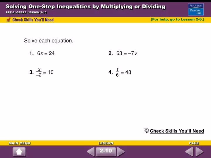 solving one step inequalities by multiplying or dividing