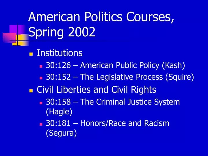 american politics courses spring 2002