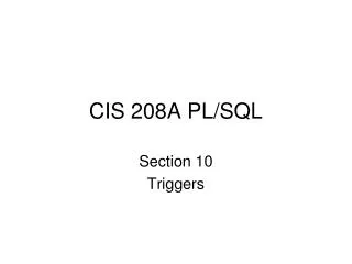 CIS 208A PL/SQL