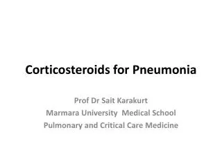 Corticosteroids for Pneumonia