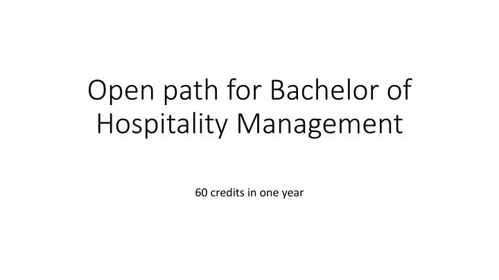 open path for bachelor of hospitality management