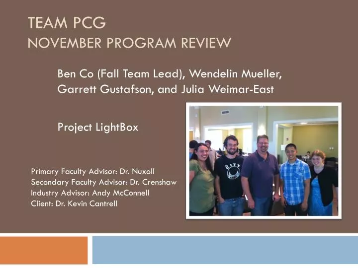 team pcg november program review