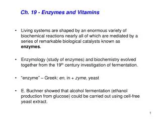 Ch. 19 - Enzymes and Vitamins
