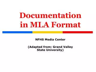 Documentation in MLA Format