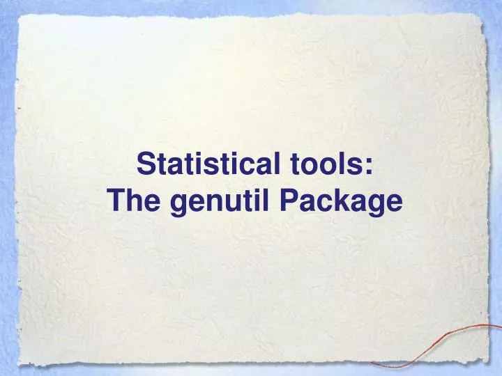 statistical tools the genutil package
