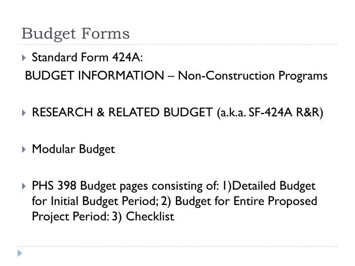 budget forms