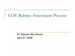 COE Rubrics Assessment Process