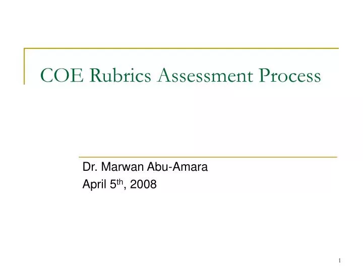 coe rubrics assessment process