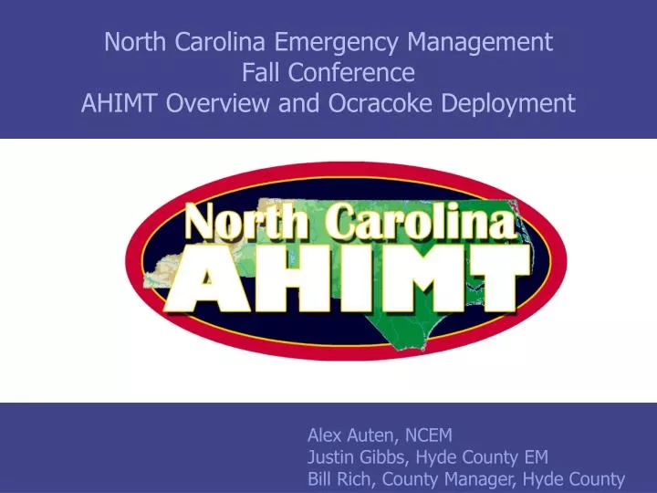 north carolina emergency management fall conference ahimt overview and ocracoke deployment