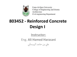 803452 - Reinforced Concrete Design I