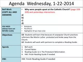 Agenda Wednesday, 1-22-2014