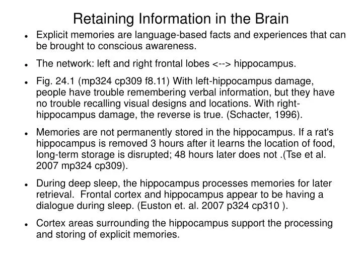 retaining information in the brain