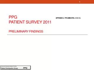 PPG 				 APPENDIX 2. ppg Miinutes .. 31.01.12 . Patient Survey 2011 Preliminary Findings