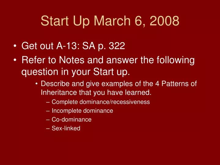 start up march 6 2008