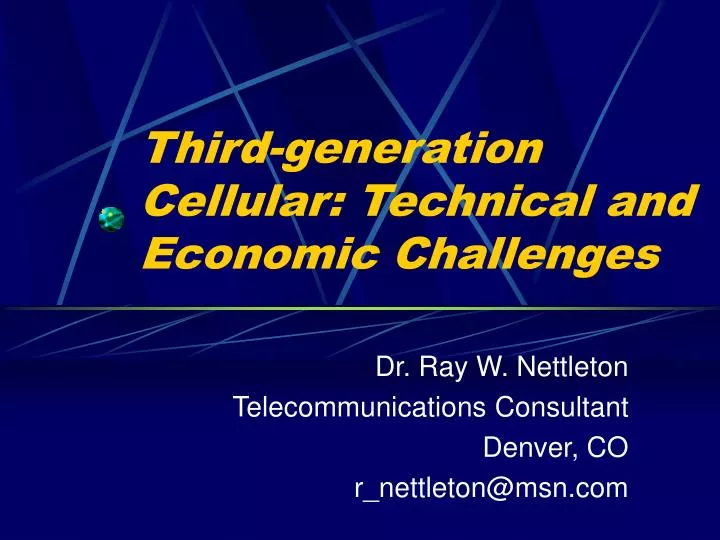 third generation cellular technical and economic challenges