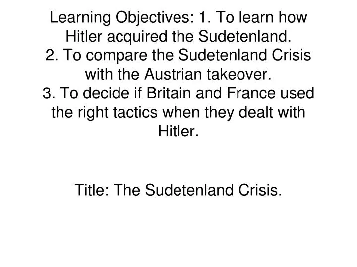 title the sudetenland crisis