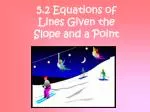 5.2 Equations of Lines Given the Slope and a Point - slide 1