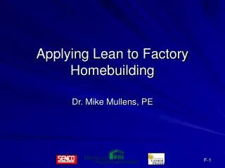 Applying Lean to Factory Homebuilding