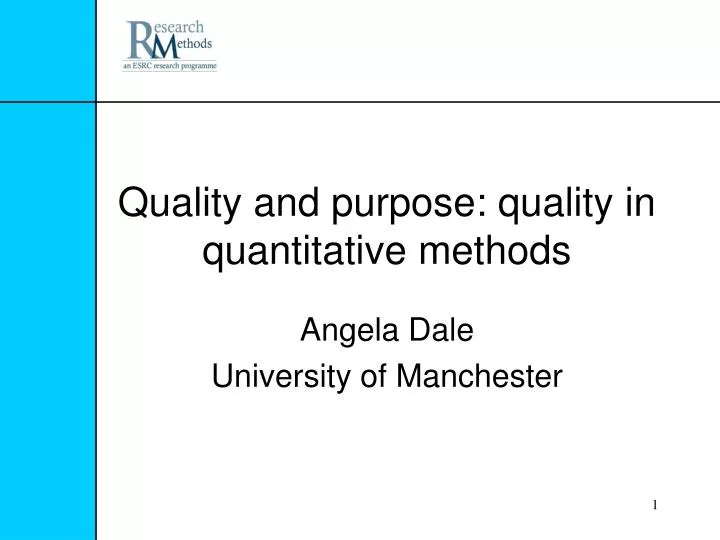 quality and purpose quality in quantitative methods