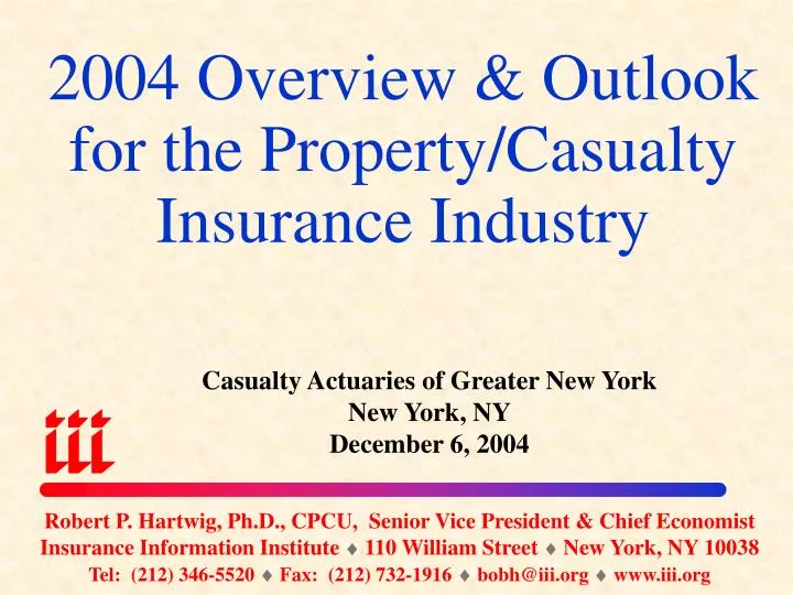 2004 overview outlook for the property casualty insurance industry