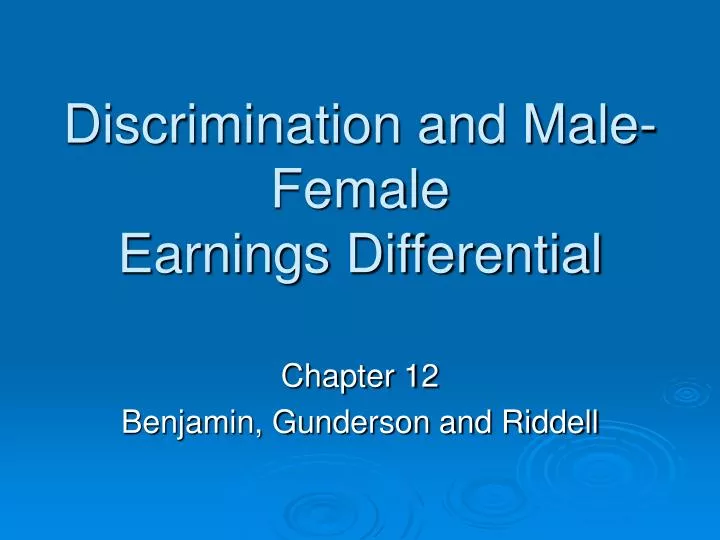 discrimination and male female earnings differential