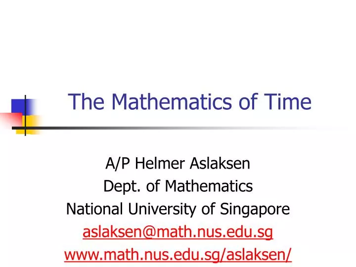 the mathematics of time