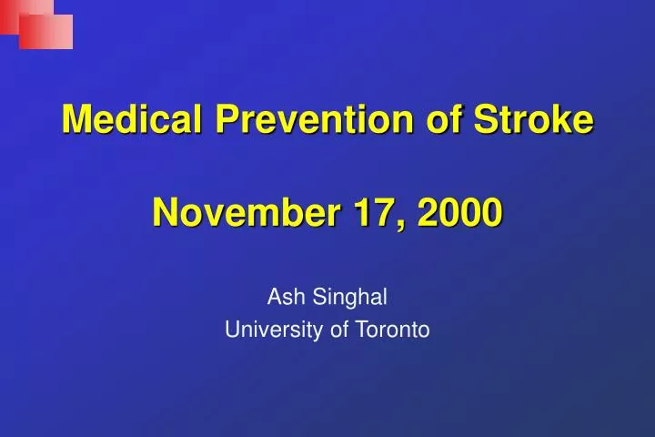medical prevention of stroke november 17 2000