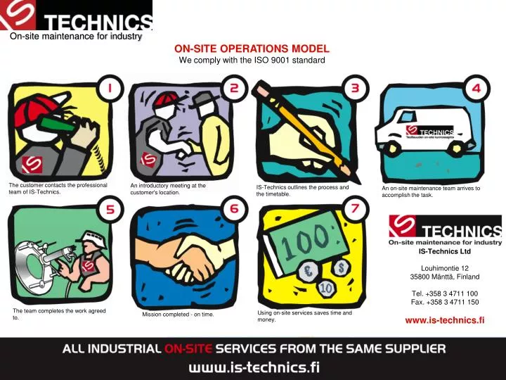 on site operations model we comply with the iso 9001 standard