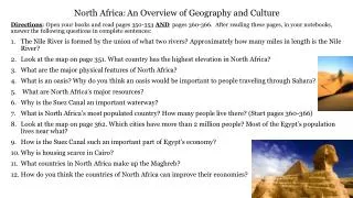 North Africa:	An Overview of Geography and Culture