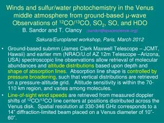 Sakura/Europlanet workshop, Paris, March 2012